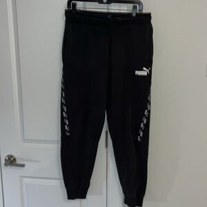Black puma fleece 2 pocket tapered leg sweatpants pants 34-38 x 29 inseam L